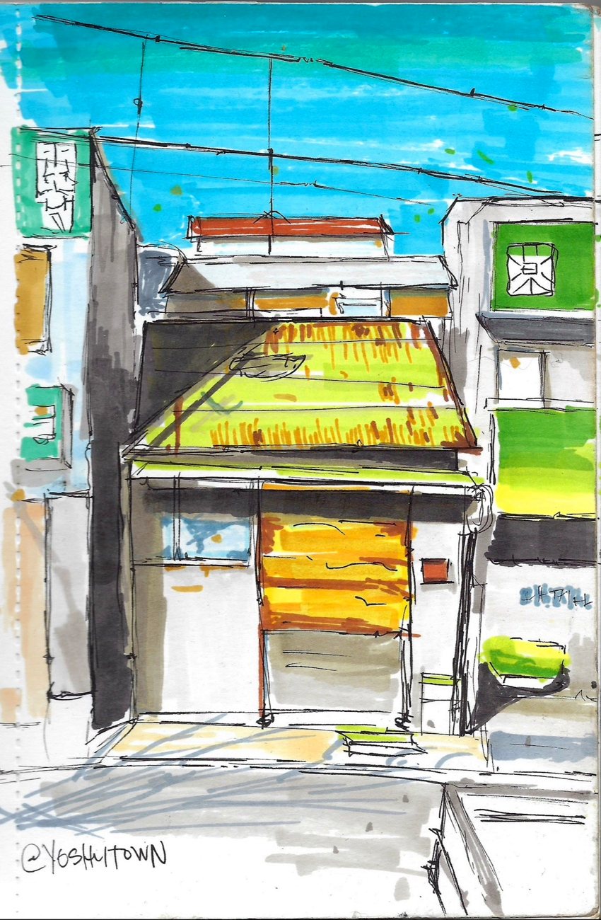 Shopfront, in marker